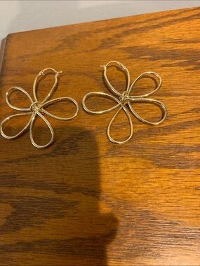 Gold Flower Petal Hoop Earrings for Women